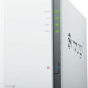 Synology DiskStation DS223J 2-Bay 3.5" SATA HDD/ 2.5" SATA SSD/  4-core 1.7 GHz  / 1 GB DDR4 non-ECC / 2-year hardware warranty, extendable to 4 years