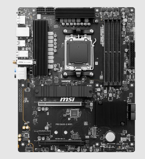 MSI PRO B650-S WIFI AMD AM5 ATX Motherboard, 4x DDR5 ~192GB, 2x PCI-E x16, 2x M.2, 4x SATA,  11x USB 3.2, 4x USB 2.0