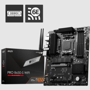 MSI PRO B650-S WIFI AMD AM5 ATX Motherboard, 4x DDR5 ~192GB, 2x PCI-E x16, 2x M.2, 4x SATA,  11x USB 3.2, 4x USB 2.0