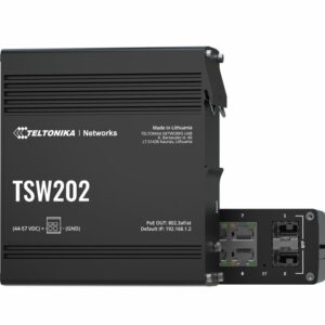 Teltonika TSW202 POE+ L2 Managed Switch, 2 SFP ports, 8 Gigabit Ethernet ports providing 30W of Power each