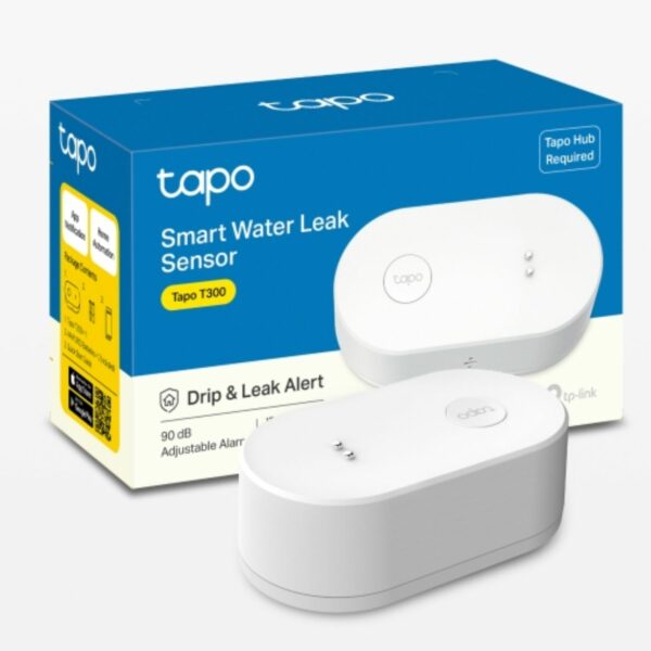 TP-Link Tapo T300 Smart Water Leak Sensor, 90 dB Dripping  Leaking Alarm, IP66 Waterproof, Hub Supported