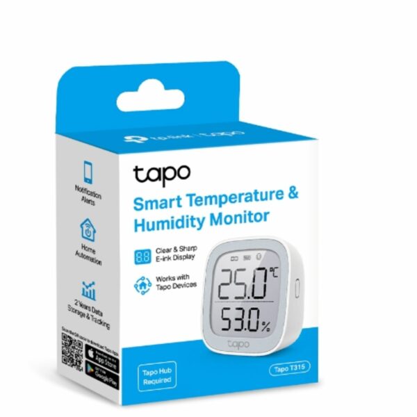 TP-Link Tapo Smart Temperature  Humidity Monitor, Real-Time  Accurate, E-ink Display, Free Data Storage  Visual Graphs,