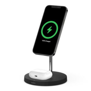 Belkin BoostCharge Pro 2-in-1 Wireless Charger Stand with MagSafe 15W - Black(WIZ010auBK),Fast Wireless Charger, Charge in any orientation