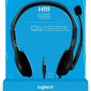 Logitech H111 Strereo Headset (Single 3.5mm Jack) Cable length: 7.71 ft (2.35 m)  2-Year Limited Hardware Warranty
