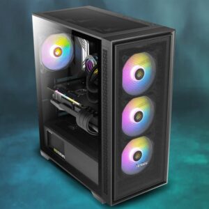 Antec AX81 E-ATX, 1x 360mm Radiator Front, 4x ARGB 12CM Fans 3x Front  1x Rear included. RGB controller for six fans. Mesh Tempered Glass Case - SI