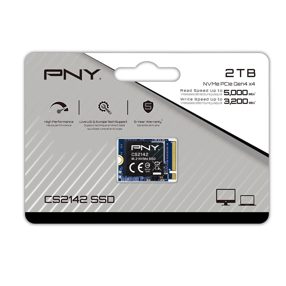PNY CS2142 2TB PCIe M.2 2230 NVMe Gen4x4 SSD 5,000MB/s 3200MB/s  5yrs