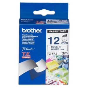 Brother 12MM Blue White Tape Fabric TZE Tape