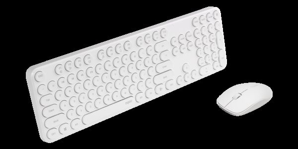 RAPOO X260S Wireless Optical Mouse  Keyboard Black - 2.4G Connection, 10M Range, Spill-Resistant, Retro Style Round Key Cap, 1000DPI - White