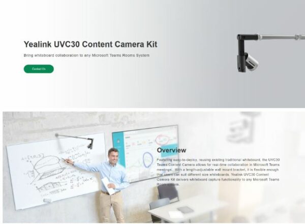 Yealink CCMK Content Camera Mount Kit, Wall Bracket, 5m USB Cable, Cable Lock,  Support The UVC30 Room camera.
