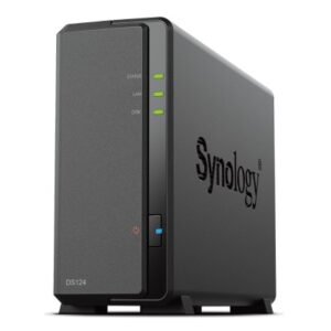Synology DiskStation DS124 1-Bay 3.5" Diskless 1xGbE NAS (Tower) , Realtek RTD1619B 64-bit 4-core 1.7 GHz  1 GB DDR4 non-ECC  2-year hardware warranty