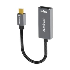 mbeat Tough Link Mini DisplayPort to HDMI Adapter  Seamless Connectivity  HDMI Version: 1.3  1080p@60Hz HD display