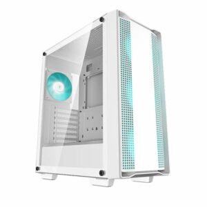 DeepCool CC560 White V2 Mid-Tower Computer Case, Tempered Glass Window, 4x Pre-Installed LED Fans, Top Mesh Panel, Support Up To 6x120mm or 4x140mm