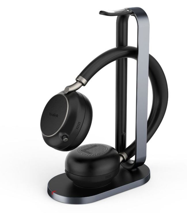 Yealink TEAMS-BH76-CH-BL Teams Certified Bluetooth Wireless Stereo Headset, Black, ANC, USB-A, Includes Charging Stand, Rectractable Microphone, 35 ho