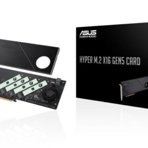 ASUS HYPER M.2 X16 GEN5 CARD (PCIe 5.0/4.0) Supports up to Ffour NVMe M.2 (2242/2260/2280/22110) devices at up to 512 Gbps