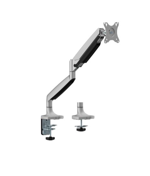 Brateck LDT82-C012E SINGLE SCREEN HEAVY-DUTY GAS SPRING MONITOR ARM For most 17"~45" Monitors, Matte Sliver (New)