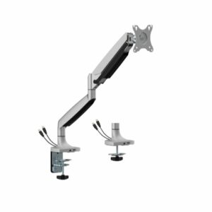 BrateckLDT82-C012UC SINGLE SCREEN HEAVY-DUTY GAS SPRING MONITOR ARM WITH USB PORTS For most 17"~45" Monitors, Matte Silver(New)