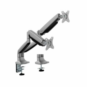 Brateck LDT82-C024 DUAL SCREEN HEAVY-DUTY GAS SPRING MONITOR ARM For most 17"~35" Monitors, Matte Silver(New)