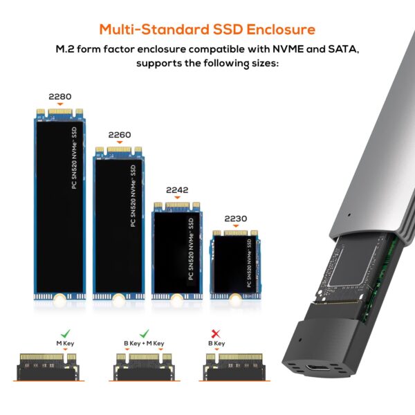 mbeat 10Gbps M.2 NVMe SATA SSD Enclosure  Easily install  Versatile Storage Options up to 4TB   USB Connectivity with 2-in-1 Cable
