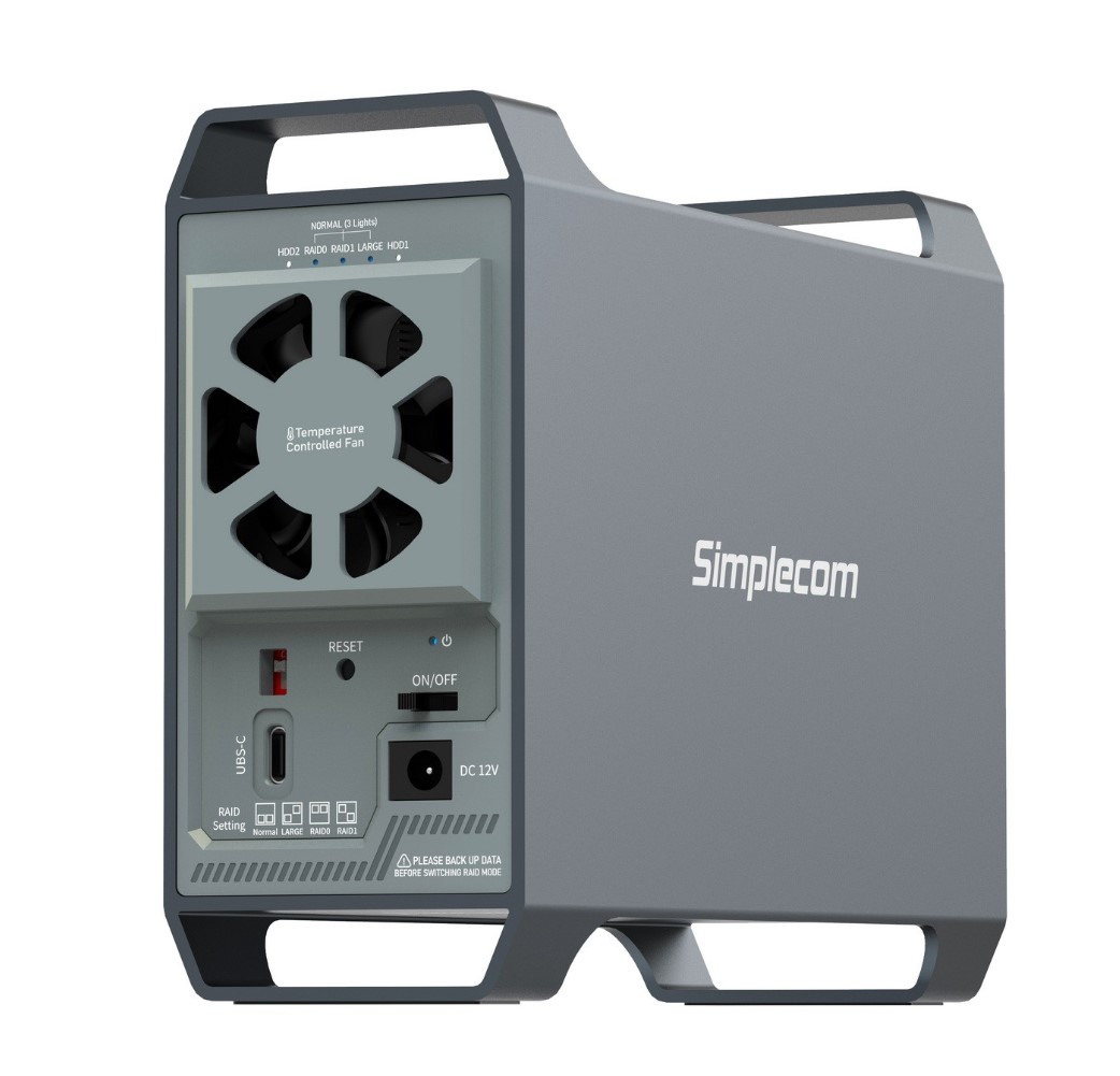Simplecom SE482 SuperSpeed USB Dual Bay 3.5″ SATA Hard Drive RAID Enclosure USB-C RAID 0/1, JBOD