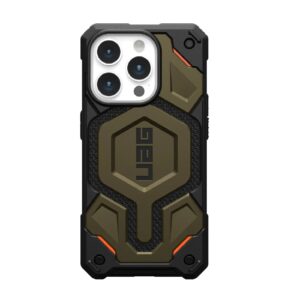 UAG Monarch Pro Kevlar MagSafe Apple iPhone 15 Pro (6.1") Case - Kevlar Element Green (11422111397B), 25ft. Drop Protection (7.6M),Tactical Grip