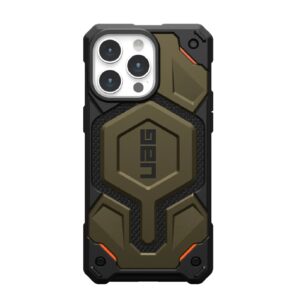 UAG Monarch Pro Kevlar MagSafe Apple iPhone 15 Pro Max (6.7") Case - Kevlar Element Green (11422211397B), 25ft. Drop Protection (7.6M),Tactical Grip