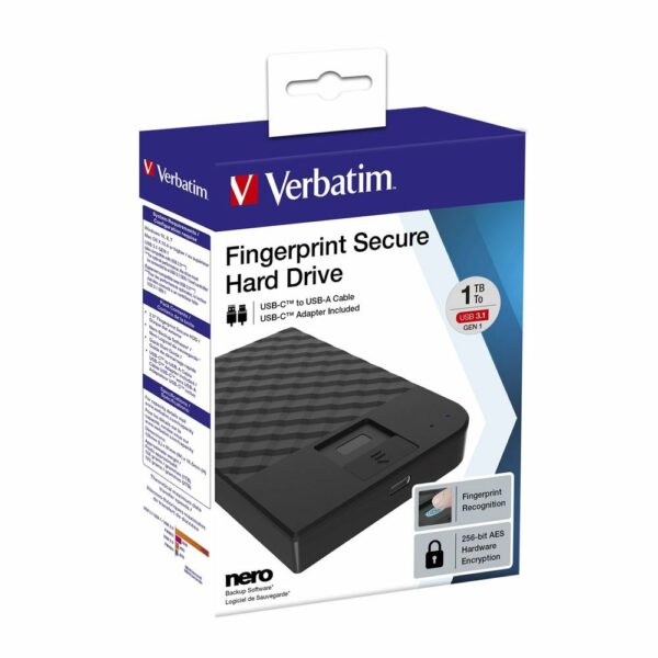 Verbatim Verbatim 2.5" USB 3.1 Store'n'Go Secure HDD with Fingerprint Access 1TB  Fingerprint Secure Hard Drive