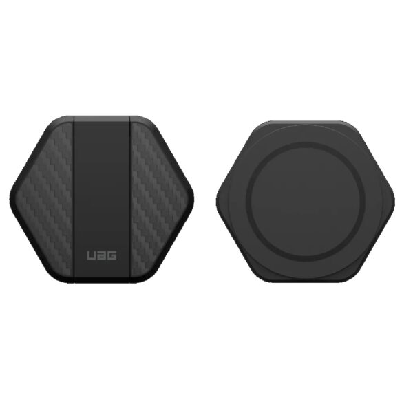 UAG Wireless Charging Pad with Stand - Black/Carbon Fiber (9B4410114042),Up to 15W Of Wireless Power, Metal Stand, Detachable 4ft Braided USB-C Cable