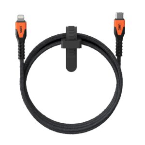UAG Kevlar Core Lightning to USB-C (1.5M) Power Cable - Black/Orange (9B4414114097), Metal alloy connector ,Supports 30-Watts Charging Speed