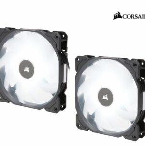 Corsair Air Flow 140mm Fan Low Noise Edition / White LED 3 PIN - Hydraulic Bearing, 1.43mm H2O. Superior cooling performance. TWIN Pack! (LS)