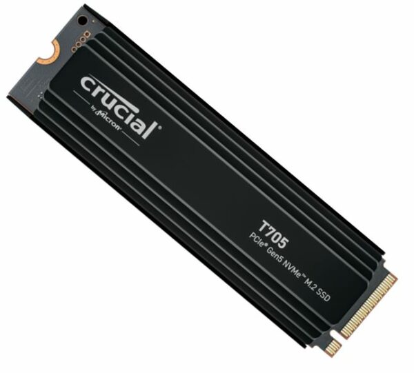 Crucial T705 2TB Gen5 NVMe SSD Heatsink - 14500/12700 MB/s R/W 1200TBW 1550K IOPs 1.5M hrs MTTF DirectStorage for Intel 14th Gen  AMD Ryzen 7000