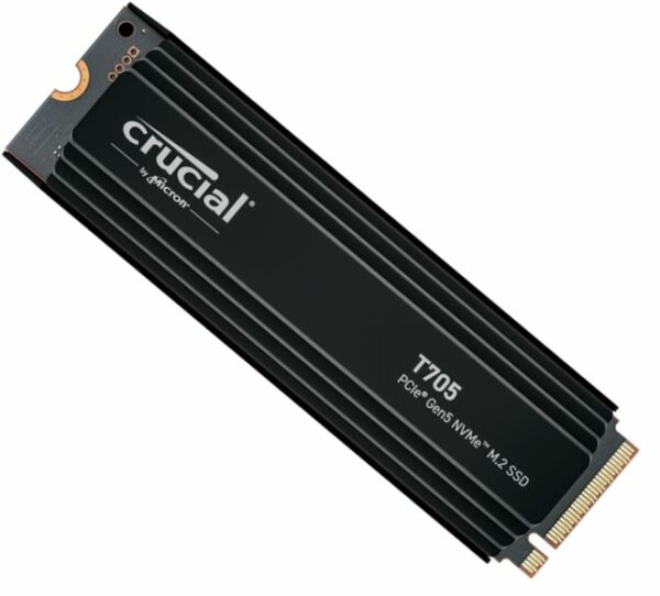Crucial T705 4TB Gen5 NVMe SSD Heatsink - 14100/12600 MB/s R/W 2400TBW 1500K IOPs 1.5M hrs MTTF DirectStorage for Intel 14th Gen  AMD Ryzen 7000