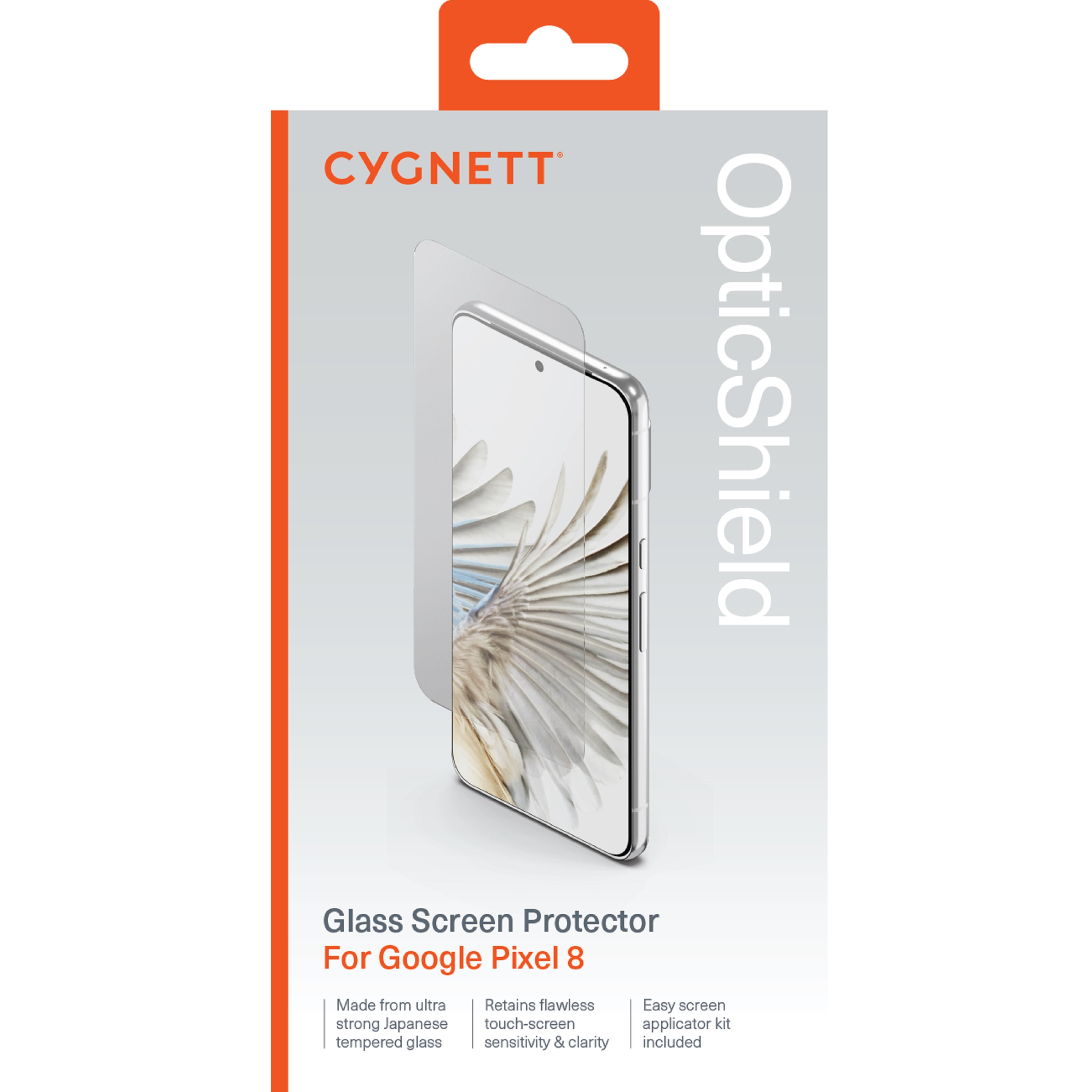 Cygnett OpticShield Google Pixel 8 (6.2″) Japanese Tempered Glass Screen Protector – (CY4758CPTGL), Superior Impact Absorption, Scratch Resistant