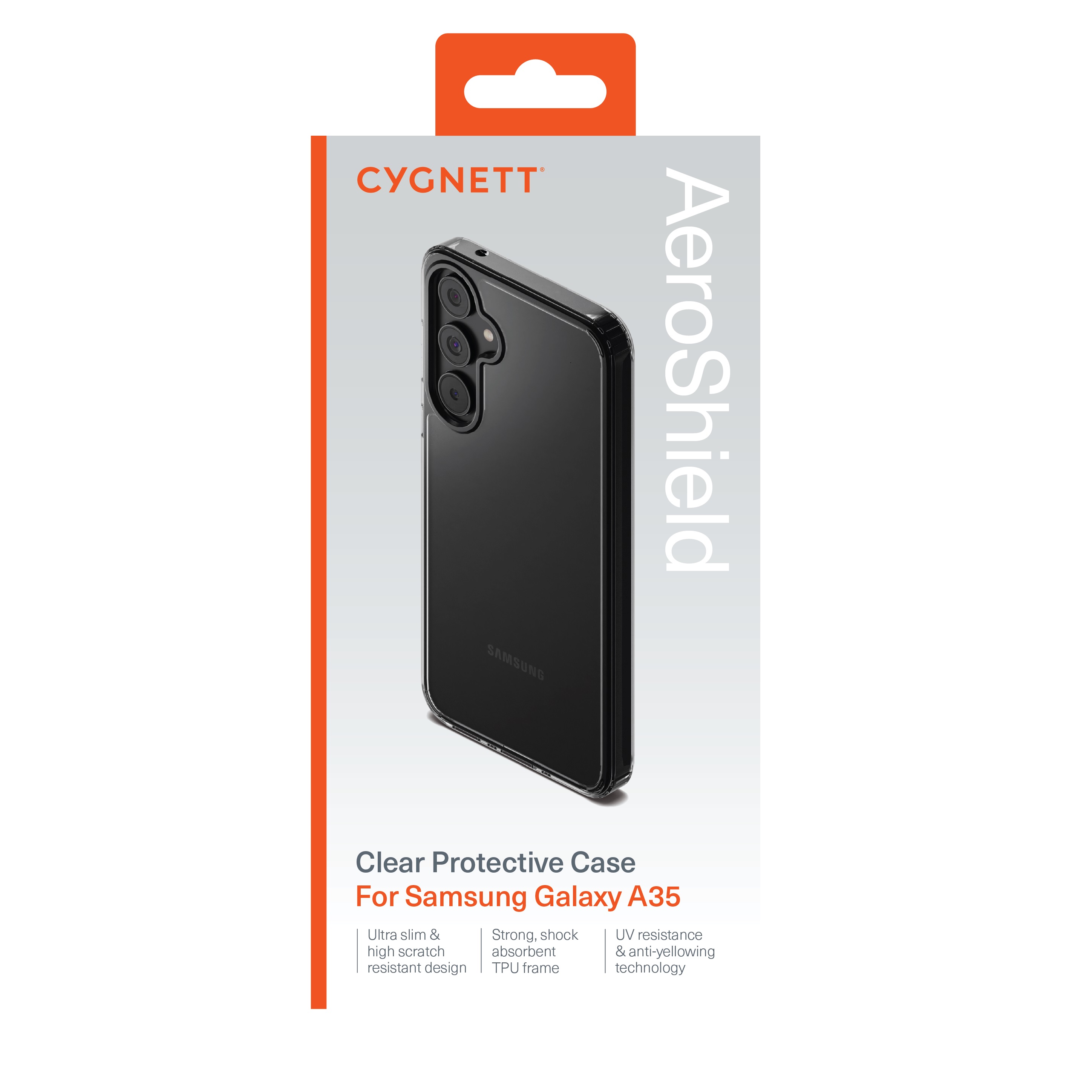 Cygnett AeroShield Samsung Galaxy A35 5G (6.6″) Clear Protective Case – (CY4918CPAEG), Slim, Raised Edges, TPU Frame,Hard-Shell Back,Scratch-Resistant