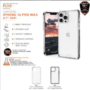 UAG Plyo Apple iPhone 13 Pro Max Case - Ice (113162114343) 16ft. Drop Protection (4.8M), Raised Screen Surround, Armored Shell, Air-Soft Corners