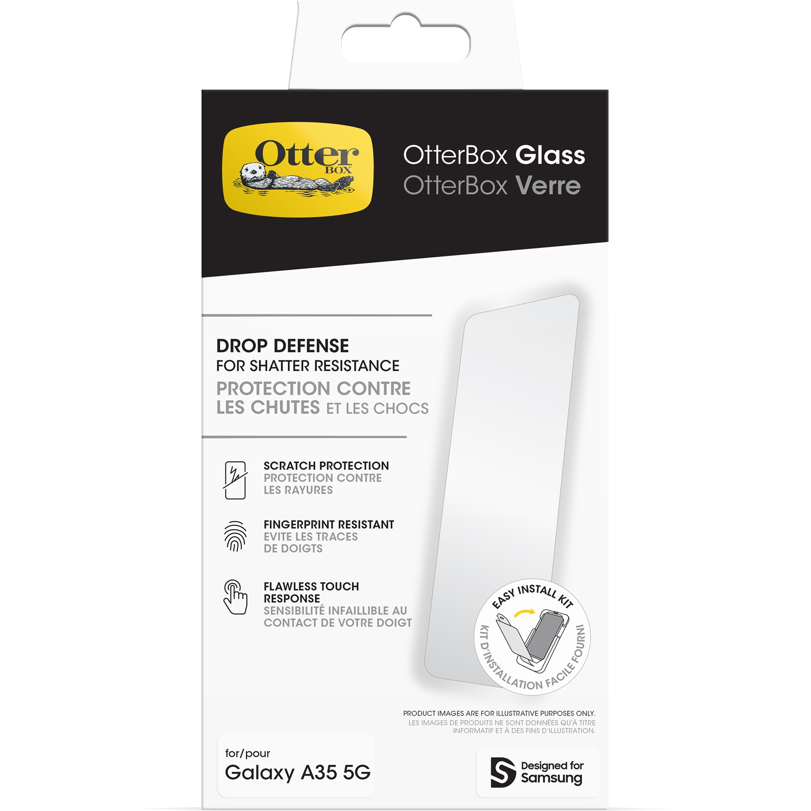 OtterBox Glass Samsung Galaxy A35 5G Screen Protector Clear – (77-95478), Drop+ Protection, Anti-Scratch, Flawless Touch, Reinforced Edges