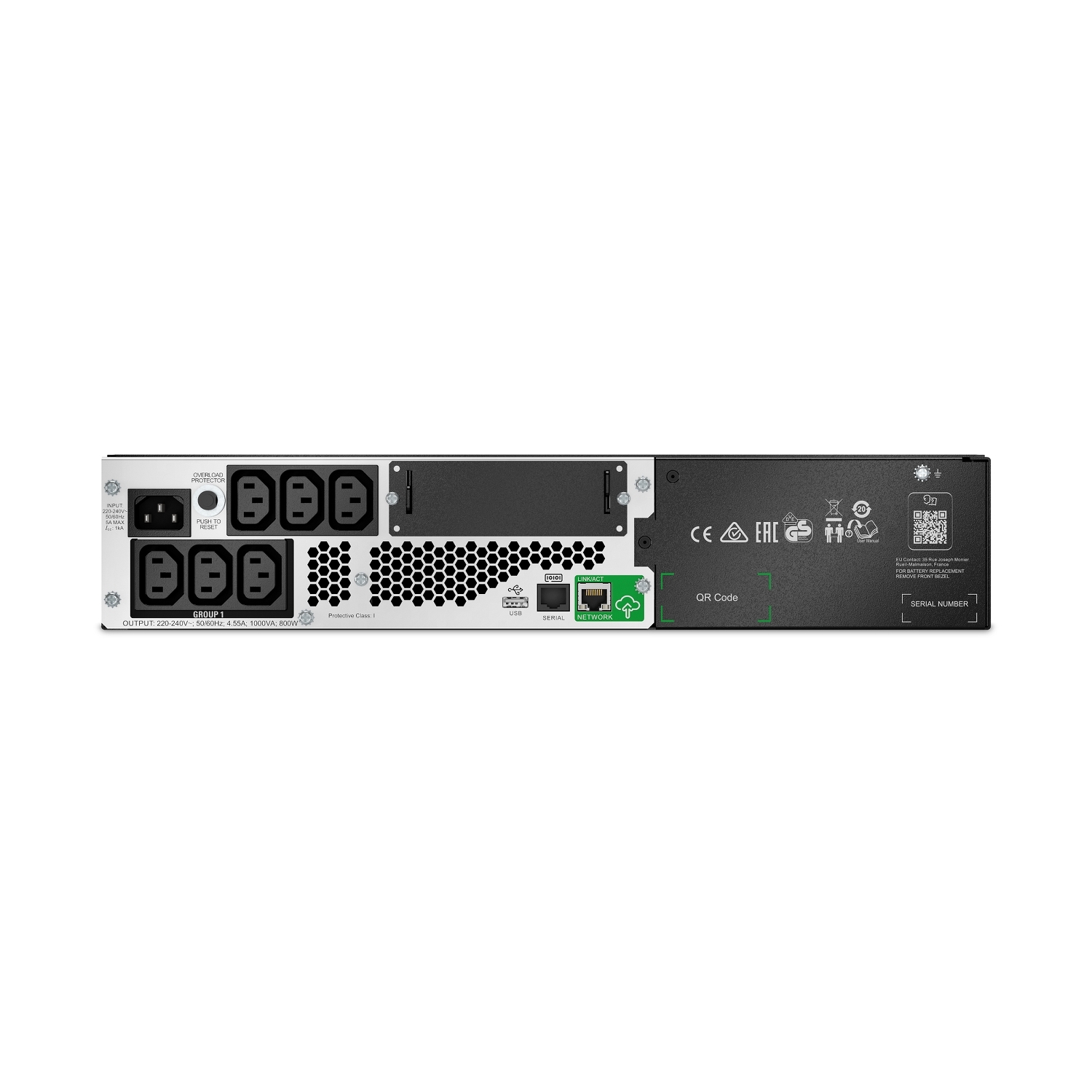 APC Smart-UPS 1000VA/800W Line Interactive UPS, 2U RM, 230V/10A Input, 6x IEC C13 Outlets, Li-Ion Battery, SmartConnect Port  Slot, Short Depth